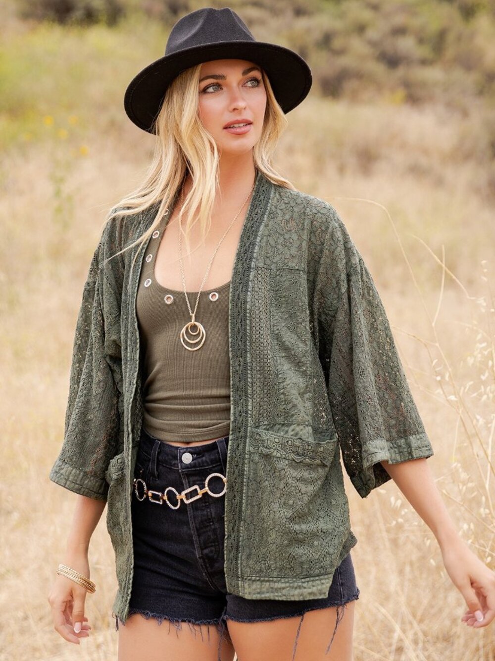 BOHEMIAN OPEN FRONT LACE CARDI-PERFECT FOR FALL